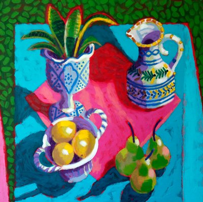 Stilleben #56, 2025 (akryl på plate) av Sara Hayward