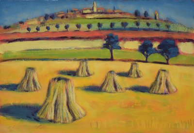 Swiss Harvest (olje på kort) av Sara Hayward