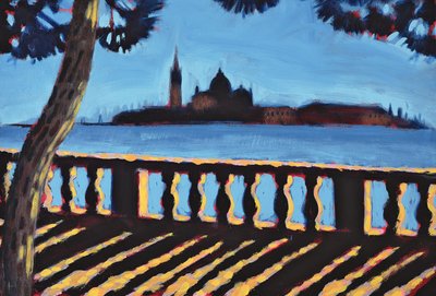 Mot Giudecca, Venezia (olje på kort) av Sara Hayward