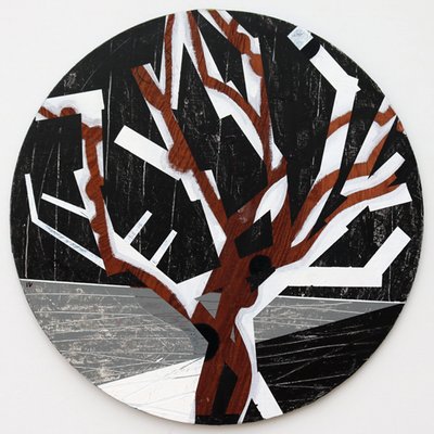 Twixt Heaven & Earth IV-B (akryl på sirkulært bord) av Sara Hayward