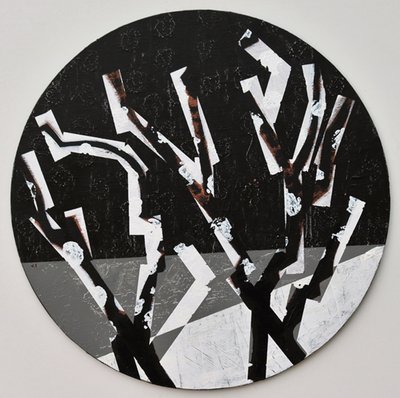 Twixt Heaven & Earth XI-B (akryl på sirkulært bord) av Sara Hayward