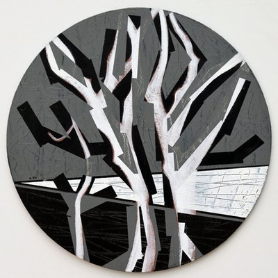 Twixt Heaven & Earth XVII-B (akryl på sirkulært bord) av Sara Hayward