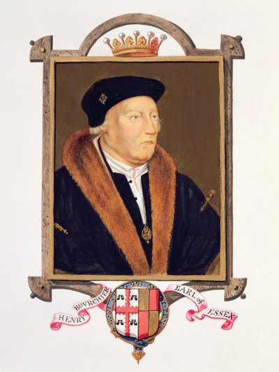 Portrett av Henry Bourchier (d.1539) 2. jarl av Essex fra 'Memoirs of the Court of Queen Elizabeth', utgitt i 1825 (wc og gouache på papir) av Sarah Countess of Essex