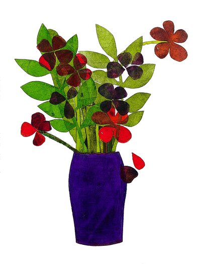 Lilla potte 2020 (monoprint) av Sarah Thompson Engels