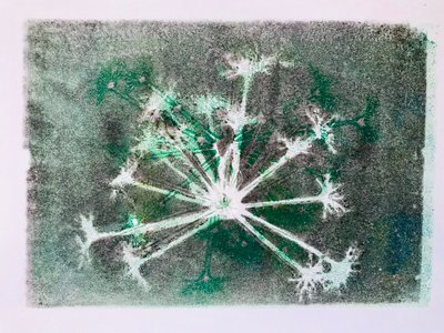 Seedhead I,2020,(monoprint) av Sarah Thompson Engels