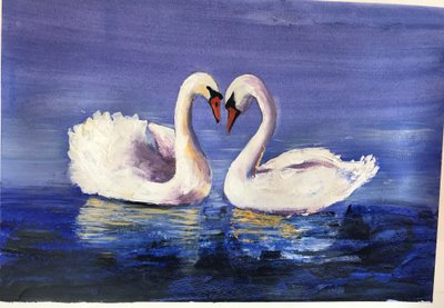 Swans, 2019 (akryl) av Sarah Thompson Engels