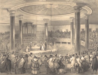 Utdeling av American Art Union Prizes, ved Tabernacle, Broadway, 24. desember 1..., 1847 av Sarony and Co
