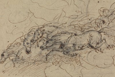 Fire hester i galopp: (?) en mytologisk studie, muligens for Phaeton's Chariot av Sawrey Gilpin