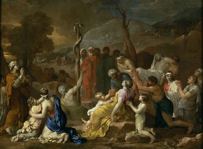 Moses and the Brazen Serpent, 1653-1654 av Sébastien Bourdon