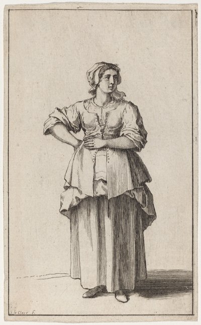 Stående tjenerkvinne av Sébastien Le Clerc the elder