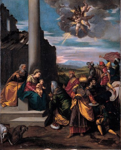 The Adoration of the Magi, 1575-1580 av Sigismondo Scarsellino