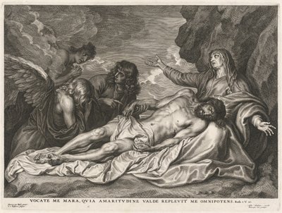 Jomfru som støtter den døde Kristus av Schelte Adams Bolswert after Sir Anthony van Dyck
