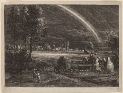 Landskap med en stor regnbue av Schelte Adams Bolswert after Sir Peter Paul Rubens