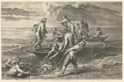 Det mirakuløse utkastet til fisk av Schelte Adams Bolswert after Sir Peter Paul Rubens