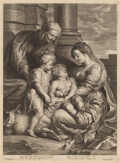 Jomfruen og barnet med Saint Anne og Saint John av Schelte Adams Bolswert, after Sir Peter Paul Rubens