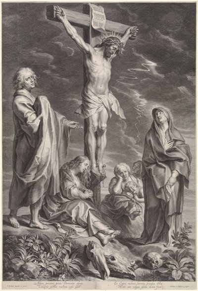 Kristus på korset, med Maria og Johannes av Schelte Adamsz. Bolswert