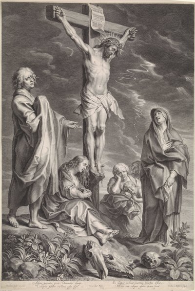 Kristus på korset, med Maria og Johannes av Schelte Adamsz. Bolswert
