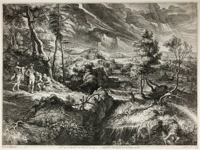 Landskap med Philemon og Baucis, fra Large Landscapes av Schelte Adamsz. Bolswert