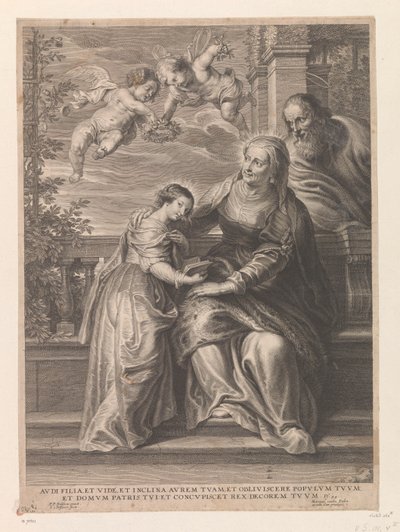 Maria med foreldrene Anna og Joachim av Schelte Adamsz. Bolswert