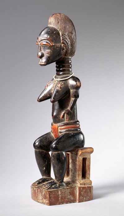 Baule sittende kvinnefigur (tre) (se også 186366 av School African