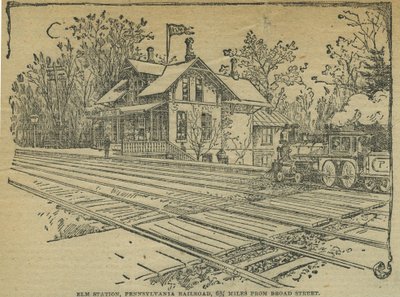 Elm Station, West Philadelphia, Pennsylvania Railroad, USA (litho) av School American