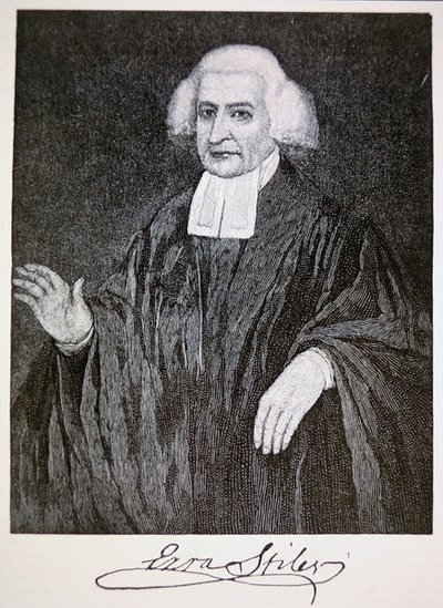 Ezra Stiles, etter maleriet av John Trumbull (litho) av School American
