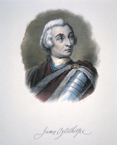 James Edward Oglethorpe (farge litho) av School American