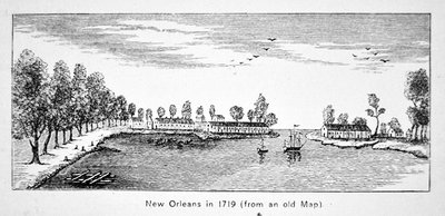 New Orleans i 1719 (litho) av School American