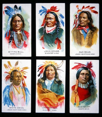 Seks bemerkelsesverdige Sioux-ledere (farge litho) av School American