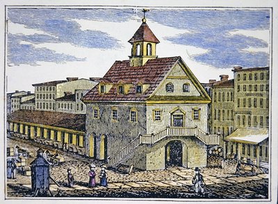 The Old Court House of Philadelphia (farge litho) av School American