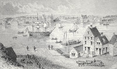 Fergen, New York, ca. 1750 (litho) av School American