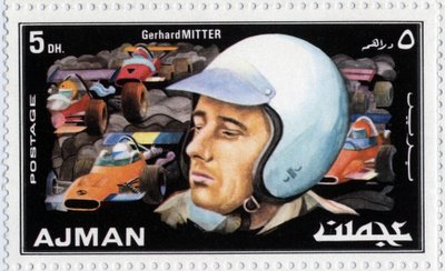 Emirates Arab Units-stempel som representerer bilfører Gerhard Mitter (1935-1969) av School Arabic