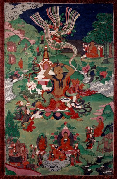 Episode av Buddhas liv: hårklipp. Tapet. Paris, Guimet-museet, Nasjonalmuseet for asiatisk kunst av School Asian
