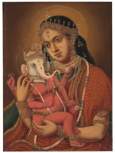 Uten tittel (Ganesh Janani), ca. slutten av 1800-tallet (olje på lerret) av School Bengali