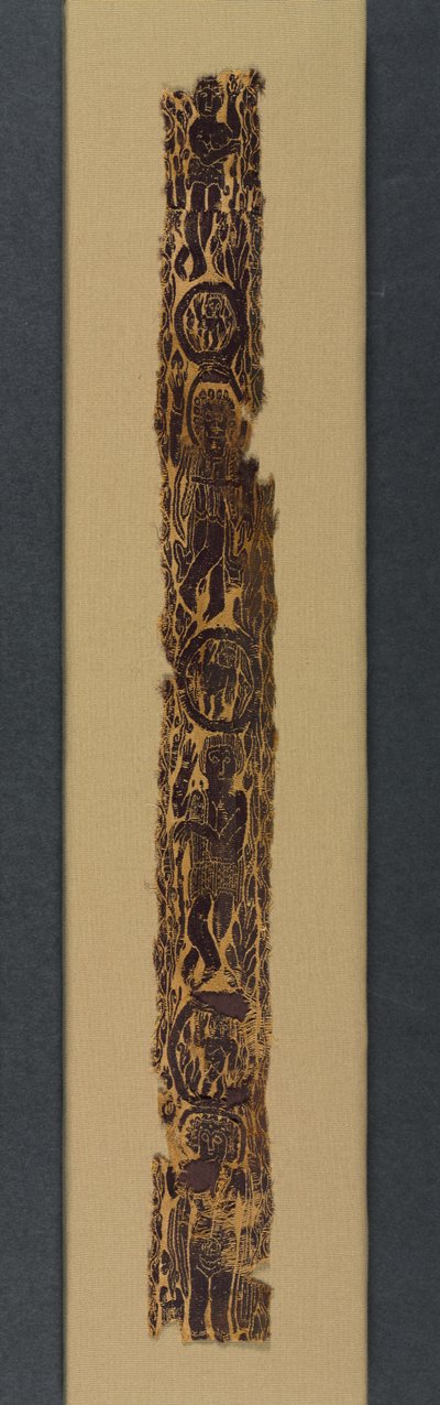 Ornamental skulderbånd fra en tunika, 600-650 (vevteppe med ekstra veftinnpakning, ufarget lin og farget ull) av School Byzantine