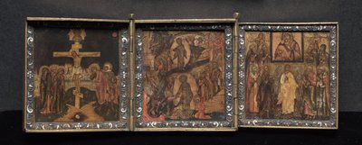 Bærbart triptykikon: Oppstandelsen og Anastasis av School Byzantine