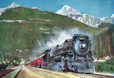 Canadian Pacific Railway ved foten av Rocky Mountains av School Canadian