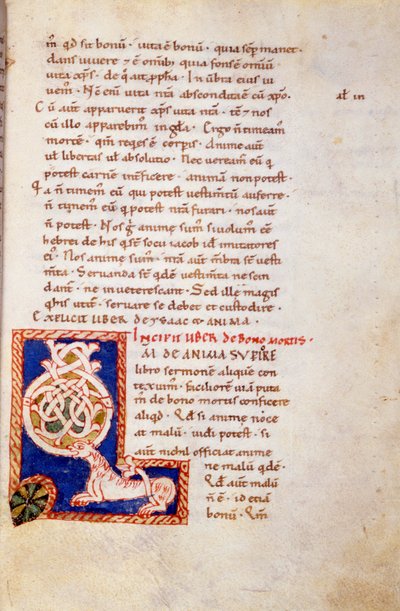 Miniatyr side i Det gamle testamente. 1200-tallet. karolingisk var. Trivulziana bibliotek, Milano. av School Carolingian