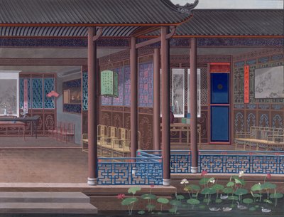 Legge til. Eller. 2192 Tegning av interiøret i huset til en kinesisk tjenestemann av School Chinese