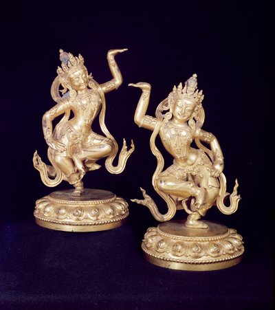Bodhisattva, et par Husante-figurer av School Chinese