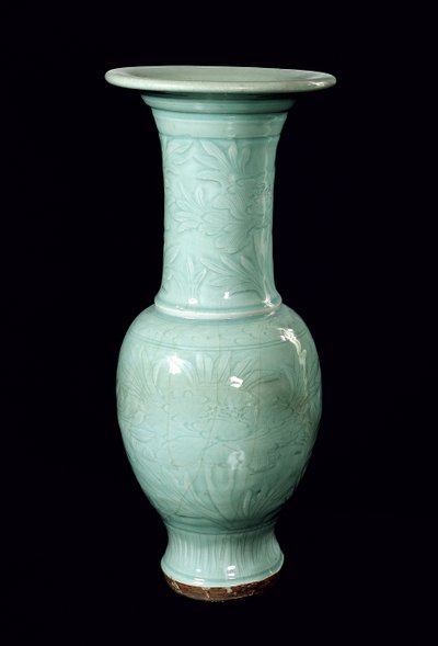 Celadon glasert vase, Yuan-dynastiet (1260-1368) (keramikk) av School Chinese