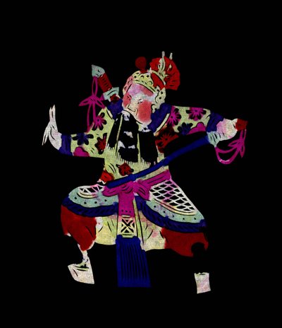 Figur fra Pekin-operaen. Malt papirklipp eller «Jian Zhi», kinesisk folkekunst, Peking. av School Chinese
