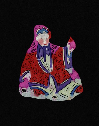 Kinesisk guddommelighet. Malt klippepapir eller «Jian Zhi», kinesisk folkekunst, Peking. av School Chinese
