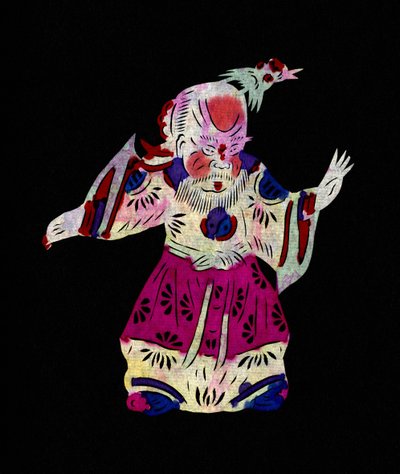 Kinesisk guddommelighet. Malt klippepapir eller «Jian Zhi», kinesisk folkekunst, Peking. av School Chinese