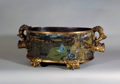 Kinesisk kunst: pot cache i cloisonne-e-post. Paris fra 1500-tallet, dekorativ kunst av School Chinese