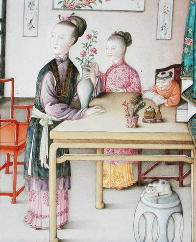 Detalj fra det keiserlige kantonpanelet, Qianlong-perioden av School Chinese