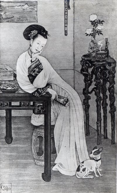 Empress Dowager Cixi (litho) av School Chinese