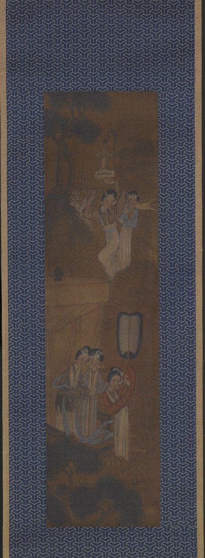 Fem kvinner i en prosesjon (blekk og farge på silke) av School Chinese