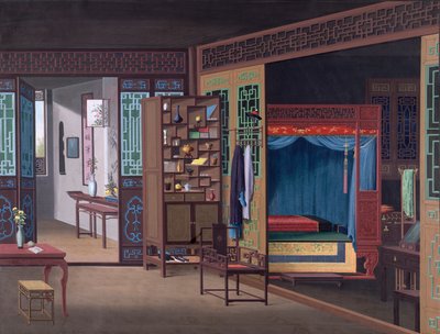 Interiør i et kinesisk hus i Canton av School Chinese