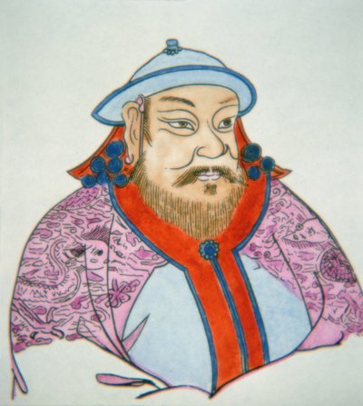 Kublai Khan (farget blekk på papir) av School Chinese